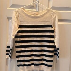 Loft Ann Taylor Striped Black and Cream Sweater